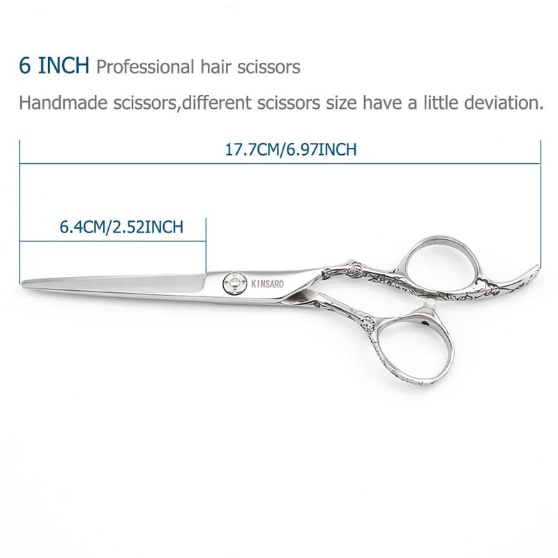 KINSARO Hair Scissors 6 Inch Professional Barber Hair Cutting Scissors hairdresser haircut scissors 440C Barber Shears Rose handle KINSARO for Hairdresser Barbershop or Home Use - Image 2